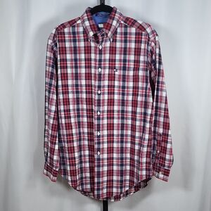 Tommy Hilfiger Red,‎ White & Blue Plaid Long Sleeve Button Down Shirt - SZ S
